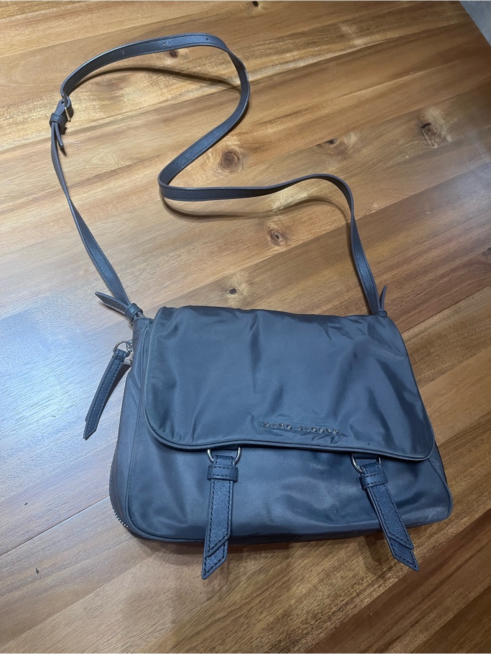 Marc Jacobs Gray Nylon Shoulder Bag with Silver Logo